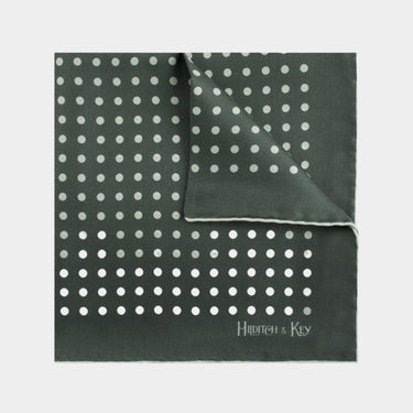 Dark Grey Silk Handkerchief with White Spots