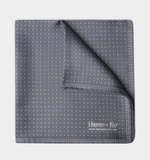 Dark Grey & White Small Spot Silk Pocket Square