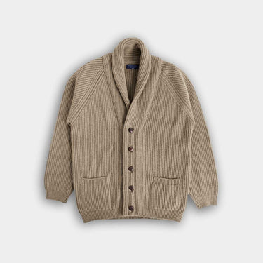 Dark Natural Shawl Collar Cashmere Cardigan