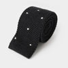 Dark Navy & White Spot Knitted Cashmere Tie