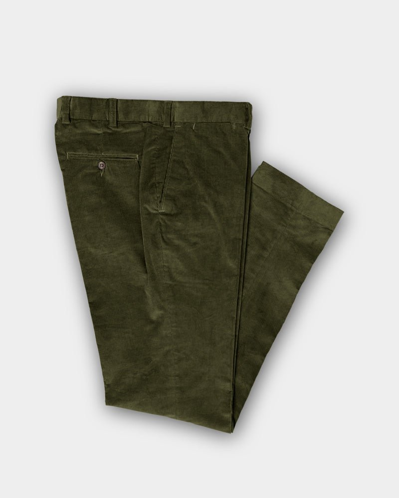 Dark Olive Cotton Corduroy Trousers