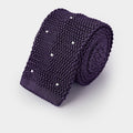 Deep Purple & White Spot Knitted Silk Tie