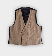 Double Breasted Beige Linen Waistcoat