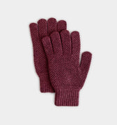 Drama Wine Moss Stitch Pure Cashmere Gloves