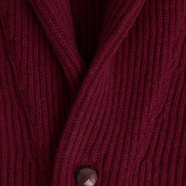 Drama Wine Shawl Collar Cashmere Cardigan