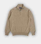 Ecru Zip Neck Cashmere Sweater