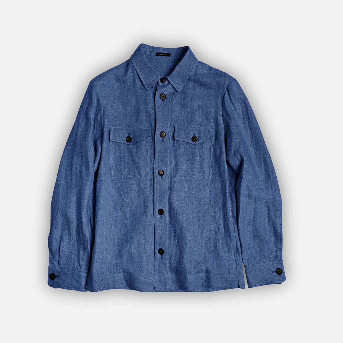 Freisa Blue Linen & Suede Overshirt