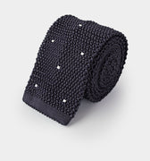 Fumo & White Spot Knitted Silk Tie