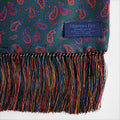 Green, Blue & Red Paisley Silk & Cashmere Scarf