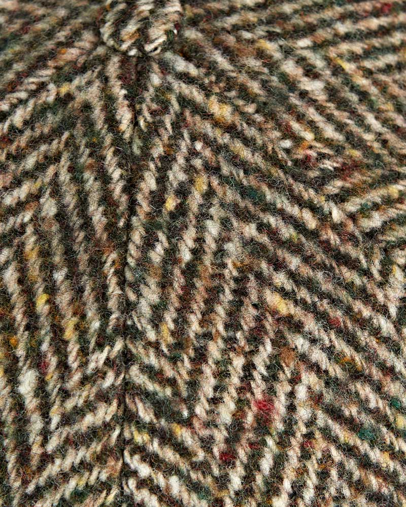 Green & Brown Herringbone Wool Toni Cap