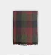 Green & Burgundy Large Check Silk & Cashmere Scarf