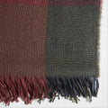 Green & Burgundy Large Check Silk & Cashmere Scarf