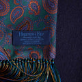 Green, Orange & Navy Paisley Silk & Cashmere Scarf