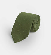 Green Self - Spot Wool & Silk Blend Tie