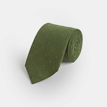 Green Self - Spot Wool & Silk Blend Tie