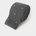 Grey & White Spot Knitted Cashmere Tie