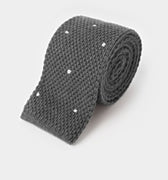 Grey & White Spot Knitted Cashmere Tie