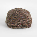 Large Brown Herringbone 100% Wool Toni Cap