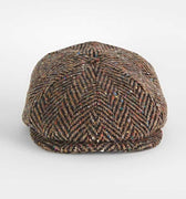 Large Brown Herringbone 100% Wool Toni Cap