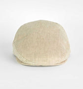 Light Beige Micro Herringbone Linen Flat Cap