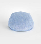 Light Blue Micro Herringbone Linen Flat Cap