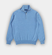 Light Blue Zip Neck Cashmere Sweater