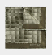 Light Brown Checkerboard Silk Pocket Square