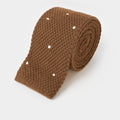 Light Brown & White Spot Knitted Cashmere Tie