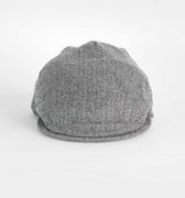 Light Grey & Black Herringbone Cashmere Made In England Flat Cap