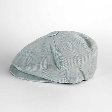 Light Grey With White Check Cotton & Polyester Mix Gatsby Cap