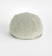 Light Olive Micro Herringbone Linen Flat Cap