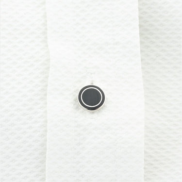 Longmire Sterling Silver Double Circle Black Enamel Dress Studs