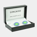 Longmire Sterling Silver Double Oval Blue & Green Cufflinks