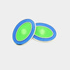 Longmire Sterling Silver Double Oval Pale Blue & Green Enamel Cufflinks