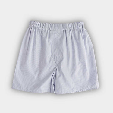 Mid Blue & White Fine Pinstripe Cotton Poplin Boxer Shorts