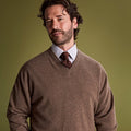 Mid Brown V - Neck Cashmere Sweater