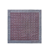 Navy & Burgundy Spot Silk & Wool Handkerchief