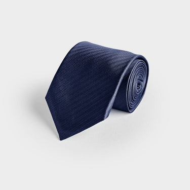 Navy Herringbone Silk Tie