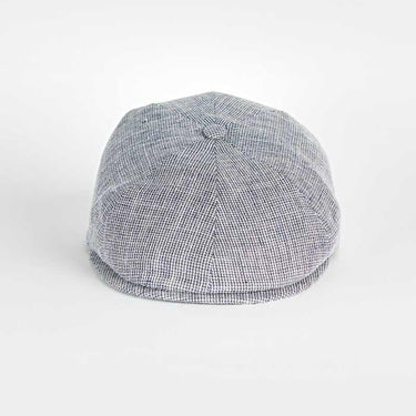 Navy Plain Micro Herringbone Cotton & Linen Mix Toni Cap