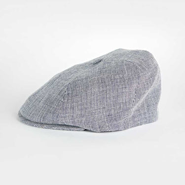 Navy Plain Micro Herringbone Cotton & Linen Mix Toni Cap