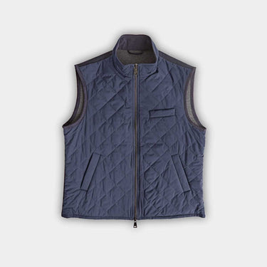 Navy Quilted Gilet With Navy Knitted Back