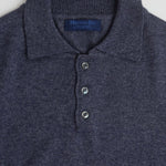 Navy Three Button Silk & Cashmere Sweater