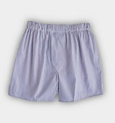 Navy & White Bengal Stripe Cotton Poplin Boxer Shorts