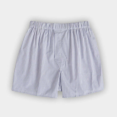 Navy & White Large Graph Check Cotton Poplin Boxer Shorts