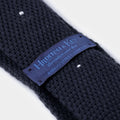 Navy & White Spot Knitted Cashmere Tie