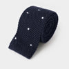 Navy & White Spot Knitted Cashmere Tie