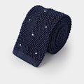 Navy & White Spot Knitted Silk Tie