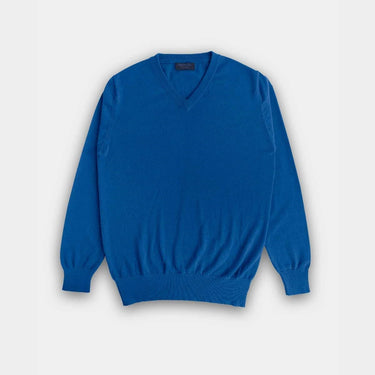 Ocean Blue V - Neck Cashmere Sweater