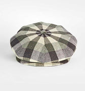 Olive & Brown Large Check Cotton & Silk Gatsby Cap