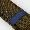 Olive Green & White Spot Knitted Silk Tie